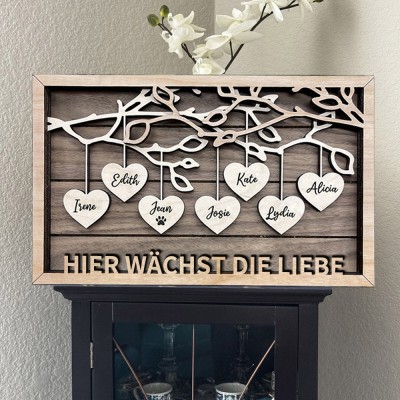 Benutzerdefinierte Familie Baum Holz Zeichen mit Kindern Namen für Weihnachten Familie Geschenk