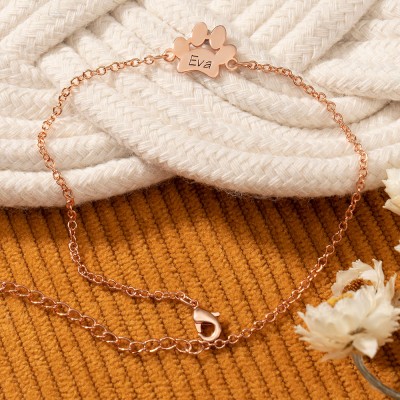 Personalisierte Eingraviert Paw Print Armband mit Pet Name für Tierliebhaber Geburtstagsgeschenke