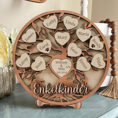 Benutzerdefinierte Familie Baum Holz Zeichen mit Kindern Name Home Wall Art Decor für Weihnachten Familie Geschenk