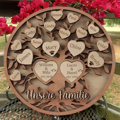 Benutzerdefinierte Familie Baum Holz Zeichen mit Kindern Name Home Wall Art Decor für Weihnachten Familie Geschenk