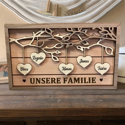 Personalisierte Hölzerne Familie Baum Zeichen für Weihnachten Familie Jahrestag Geschenk