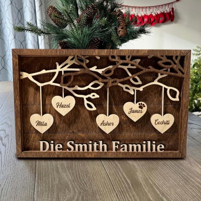 Personalisierte Hölzerne Familie Baum Zeichen für Weihnachten Familie Jahrestag Geschenk
