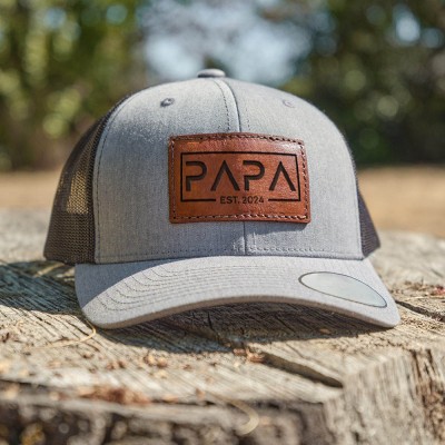 Personalisierte Papa-Mütze mit Lederaufnäher Baseballkappe