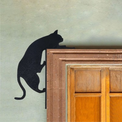 Halloween Schwarze Katze Tür Topper Ecke Zeichen Mantel Regal Home Decor