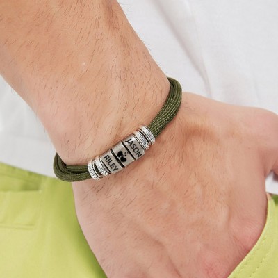 Personalisierte Männer Seil Armband mit Herz Perlen Geschenk für Männer Valentinstag