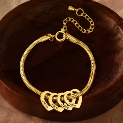 Benutzerdefinierte Herz-Charme-Armband mit Eingraviertem Namen für Mama Oma Frau Muttertag