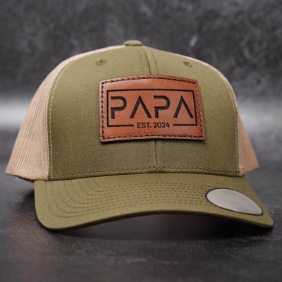 Personalisierte Papa-Mütze mit Lederaufnäher Baseballkappe