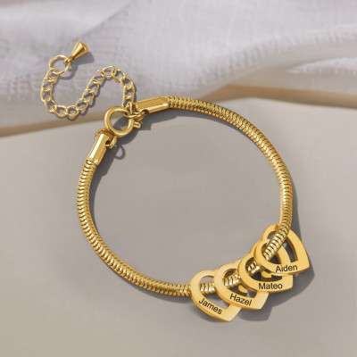 Personalisierte Name Gravur Armband mit benutzerdefinierten Herz Charme für Frauen Frau Mutter Geschenkideen