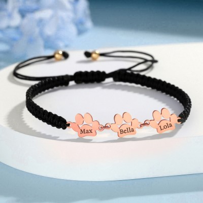 Personalisierte Seil Armband mit Pet Name Pfote Anhänger für Tierliebhaber