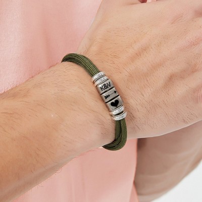 Personalisierte Männer Handgemachte Armband mit Namen und Initialen für ihn Jahrestag Geschenkideen