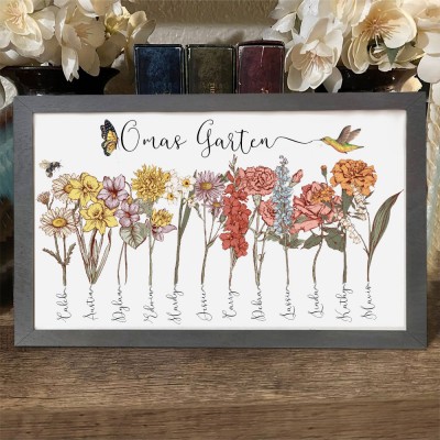Benutzerdefinierte Geburt Blume Frame Home Kunst für Mama Oma Familie Weihnachten Geschenkideen