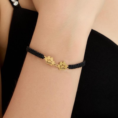 Benutzerdefinierte Seil-Armband mit Pet Name Anhänger für Tierliebhaber