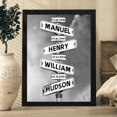 Personalisierte Geburtsdatum Vintage Street Sign Home Wall Art Decor für Familie Jahrestag Weihnachtsgeschenk