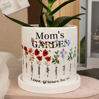Personalisierte Mama's Garten Geburt Blumentopf mit Kindern Name für Weihnachten Geschenkideen