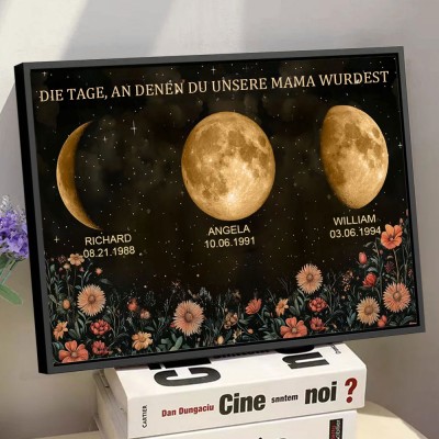 Benutzerdefinierte Mondphase Rahmen mit Kindernamen für Muttertag Familie Geschenk