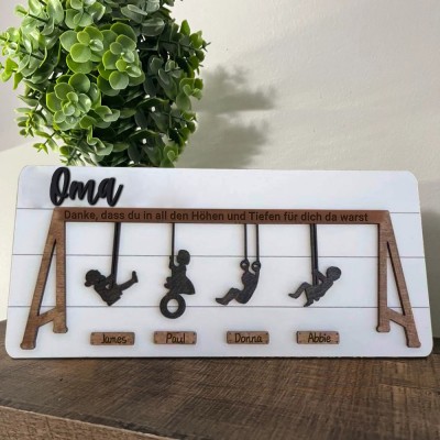 Benutzerdefinierte Familie Schaukel Set Zeichen Danke für die Höhen und Tiefen für Mama Oma Weihnachtsgeschenk