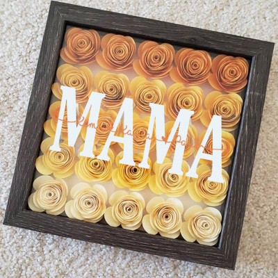 Benutzerdefinierte Mama Blume Schatten Box mit Kindern Namen für Muttertag Geschenk