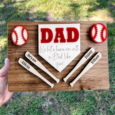 Personalisierte Vatertag Geschenk Baseball Papa Holz Zeichen