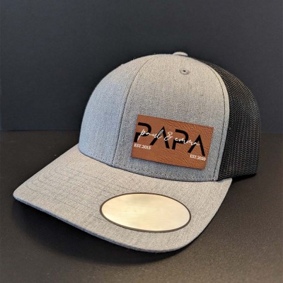 Personalisierte Papa-Mütze mit Lederaufnäher Baseballkappe