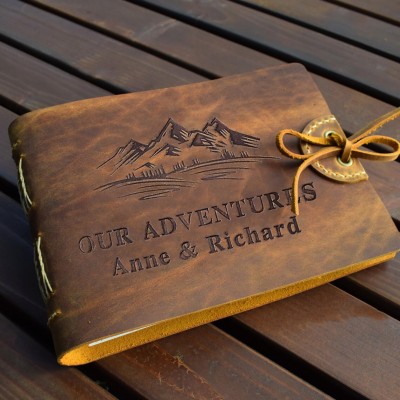 Personalisiertes „Unser Abenteuerbuch“ – Leder-Reisefotoalbum als Geschenkidee zu Valentinstag oder Jahrestag