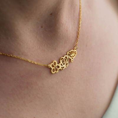 Personalisierte Zierliche Geburt Blume Halskette für Mama Ehefrau Jahrestag Geschenkideen