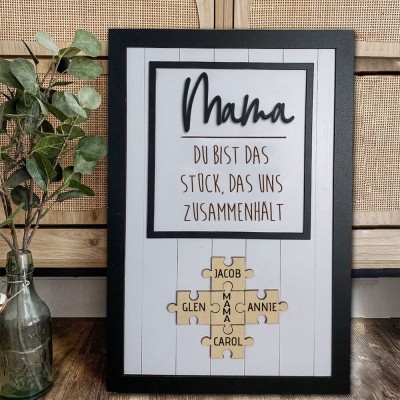 Benutzerdefinierte Mama Puzzle Zeichen mit Namen Stück, das uns zusammen für Muttertag Geschenkideen hält