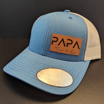 Personalisierte Papa-Mütze mit Lederaufnäher Baseballkappe