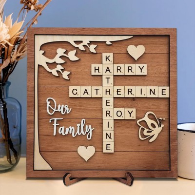 Personalisiertes Scrabble-Schild mit Familiennamen als Weihnachts- oder Jahrestagsgeschenk