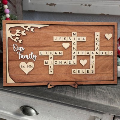 Personalisiertes Scrabble-Schild mit Familiennamen als Weihnachts- oder Jahrestagsgeschenk