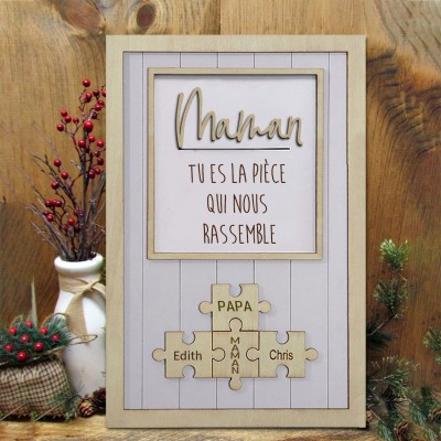 Personalisierte Mama Puzzle Zeichen Einzigartige Holz Zeichen für Muttertag Geschenk