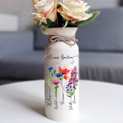 Personalisierte Gigi's Garden Geburt Blumenvase mit Kindern Name für Weihnachten Geschenkideen