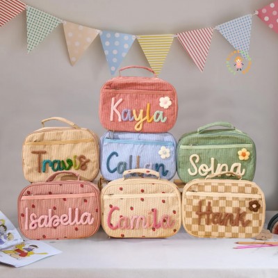 Personalisierte Lunchtasche mit Namen für Kinder, Schultasche für Kleinkinder, Geschenk für Mädchen und Jungen zum Schulstart