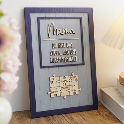 Personalisierte Mama Puzzle Zeichen einzigartige Holzschild für Muttertag Weihnachtsgeschenk