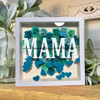 Benutzerdefinierte Mama Blume Schatten Box mit Kindern Namen für Weihnachtsgeschenk