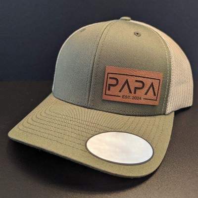 Personalisierte Papa-Mütze mit Lederaufnäher Baseballkappe
