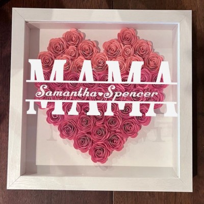 Benutzerdefinierte Mama Blume Schatten Box mit Kindernamen für Muttertag Geschenk