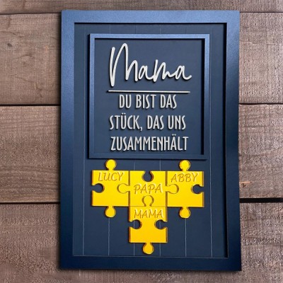 Benutzerdefinierte Mama Puzzle Zeichen mit Namen Stück Das Uns Zusammen für Muttertag Geschenk Hält