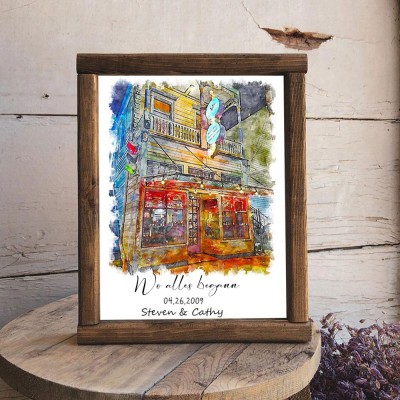 Benutzerdefinierte Aquarell Haus Hand gemalt Porträt von Foto für Valentinstag Jahrestag Geschenk