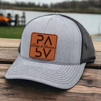 Personalisierte Papa-Mütze mit Lederaufnäher Baseballkappe