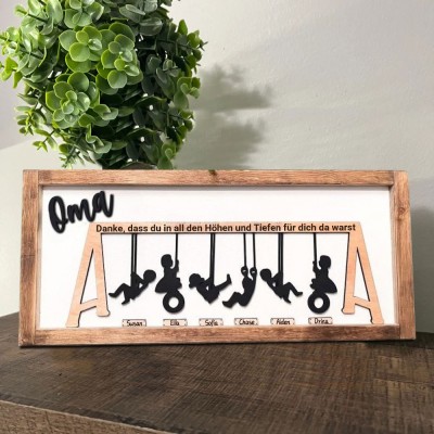 Benutzerdefinierte Familie Schaukel Set Zeichen Danke für die Höhen und Tiefen für Mama Oma Weihnachtsgeschenk
