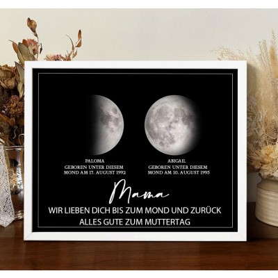 Individuelles Mondphase Rahmen mit Kindernamen für Muttertag Familie Geschenk