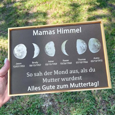 Benutzerdefinierte Mama's Sky Mondphase Rahmen mit Kindernamen für Muttertag Geschenk