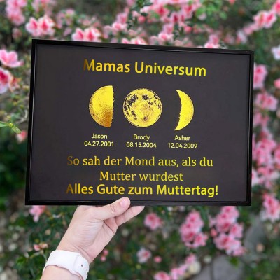 Benutzerdefinierte Mama's Universum Mondphase Rahmen mit Kindernamen für Muttertag Geschenk