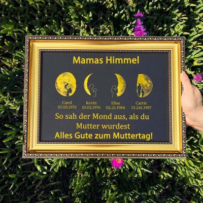 Benutzerdefinierte Mama's Sky Mondphase Kunstrahmen für Muttertag Geschenk