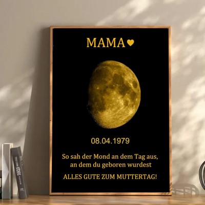 Benutzerdefinierte Mondphase Kunstrahmen für Mama Oma Muttertag Geschenk
