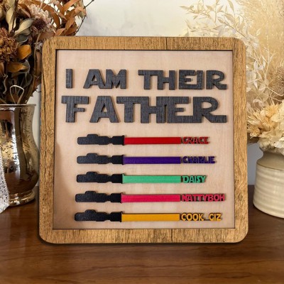 Personalisierte Ich bin ihr Vater Papa Holz Zeichen mit Kindernamen für den Vatertag Geschenk