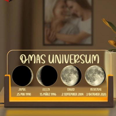Individuelles Mama Mondphase Nachtlicht von Datum für Muttertag Geschenk