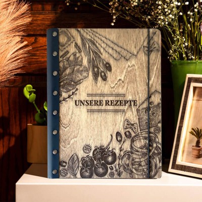Personalisiertes Rezeptbuch Blank Binder Kochbuch für Mama Oma Familie Weihnachtsgeschenk