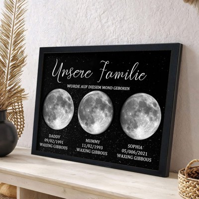 Benutzerdefinierte Mondphase drucken Rahmen mit Kindernamen für Mama Oma Familie Muttertag Geschenk