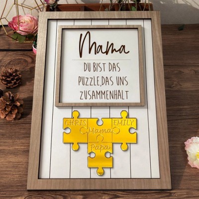 Benutzerdefinierte Mama Puzzle Zeichen mit Namen Stück Das Uns Zusammen für Muttertag Geschenk Hält